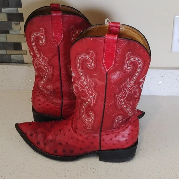 Red Western Cowboy Boots Size 10.5 Men - Picture 2 of 5